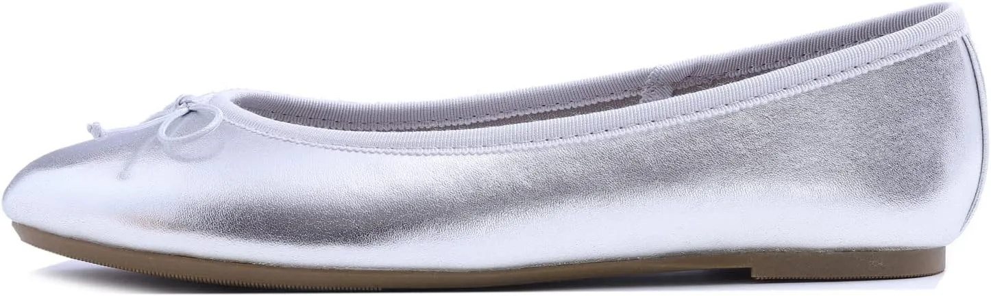 FEVERSOLE Women's Macaroon Colorful Memory Foam Cushion Insock Patent Ballet Flat