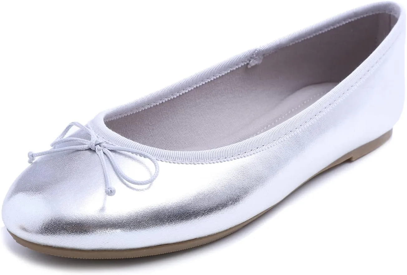 FEVERSOLE Women's Macaroon Colorful Memory Foam Cushion Insock Patent Ballet Flat