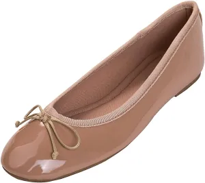 FEVERSOLE Women's Macaroon Colorful Memory Foam Cushion Insock Patent Ballet Flat