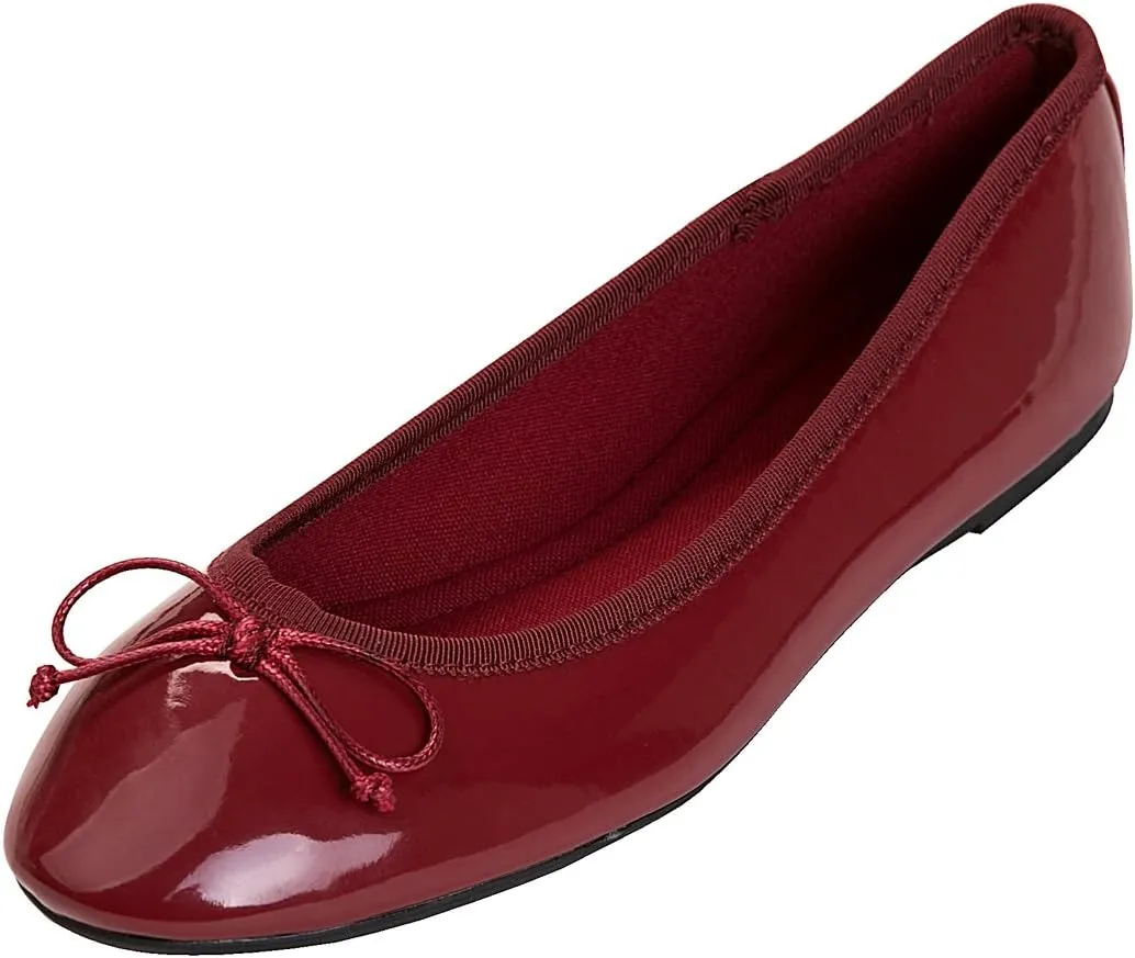 FEVERSOLE Women's Macaroon Colorful Memory Foam Cushion Insock Patent Ballet Flat