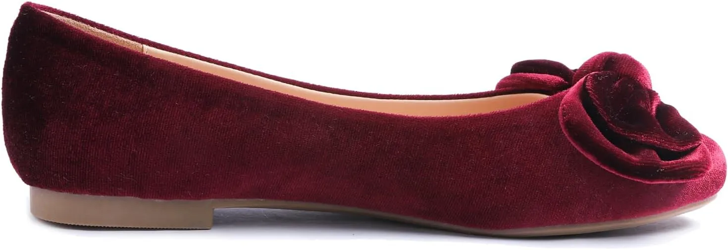 Feversole Women's Round Toe Cute Bow Trim Ballet Flats