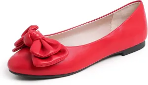 Feversole Women's Round Toe Cute Bow Trim Ballet Flats