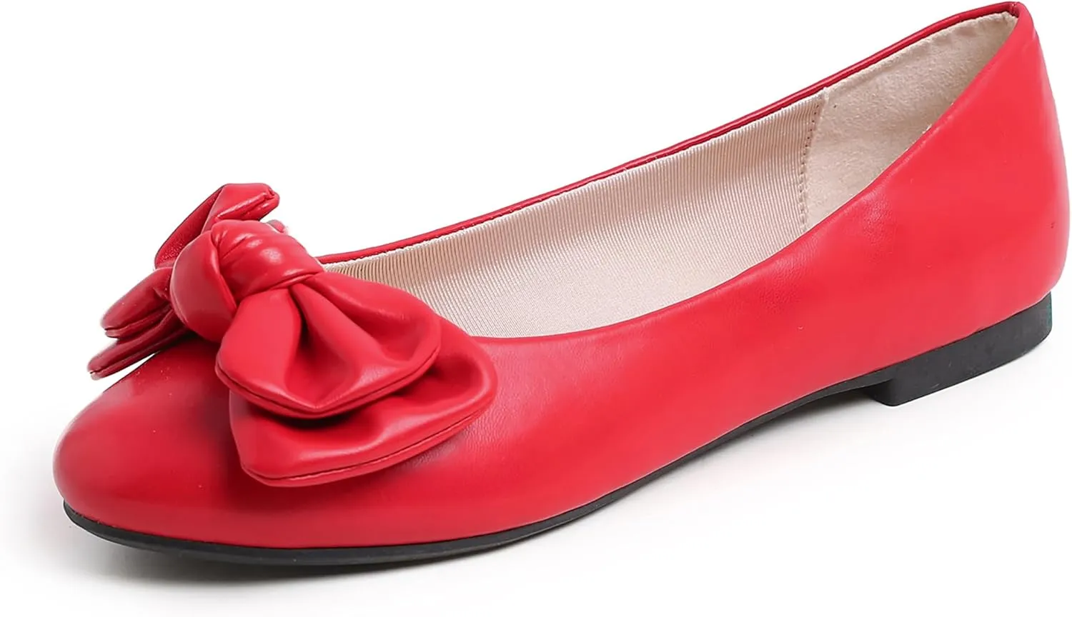 Feversole Women's Round Toe Cute Bow Trim Ballet Flats
