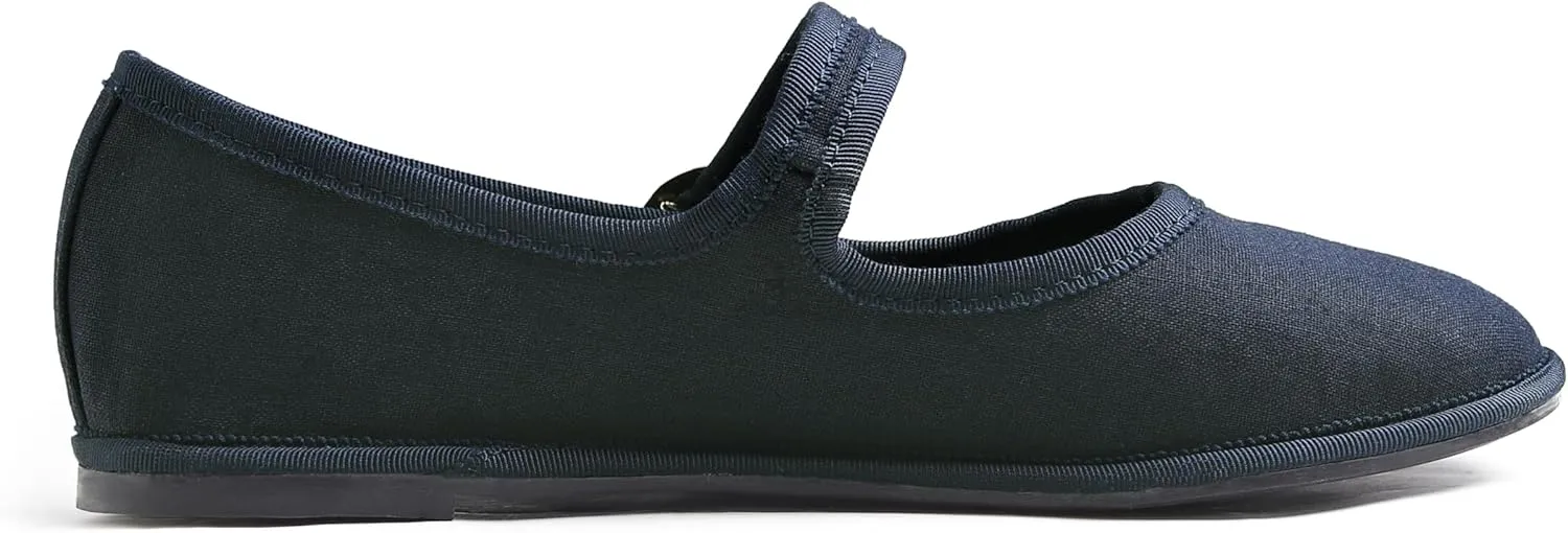FEVERSOLE Women's Soft Breathable Mary Jane Memory Foam Cushioned Comfort Round Toe Metal Buckle Flats Walking Shoes