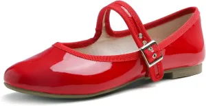 FEVERSOLE Women's Soft Cushion Extra Padded Comfort Round Toe Mary Jane Metal Buckle Fashion Ballet Flats Walking Shoes