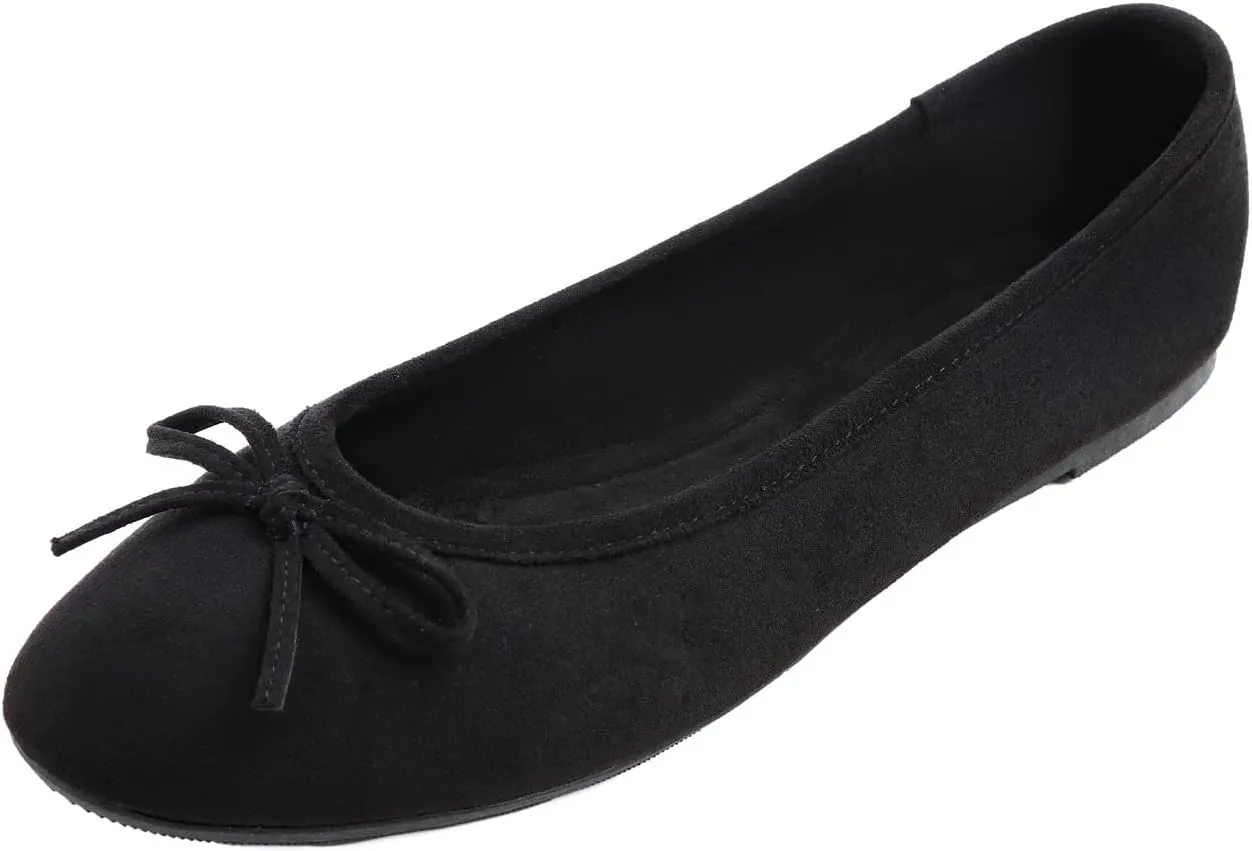 FEVERSOLE Women's Ultra Soft Colorful Memory Foam Cushioned Faux Suede Home Ballet Flats