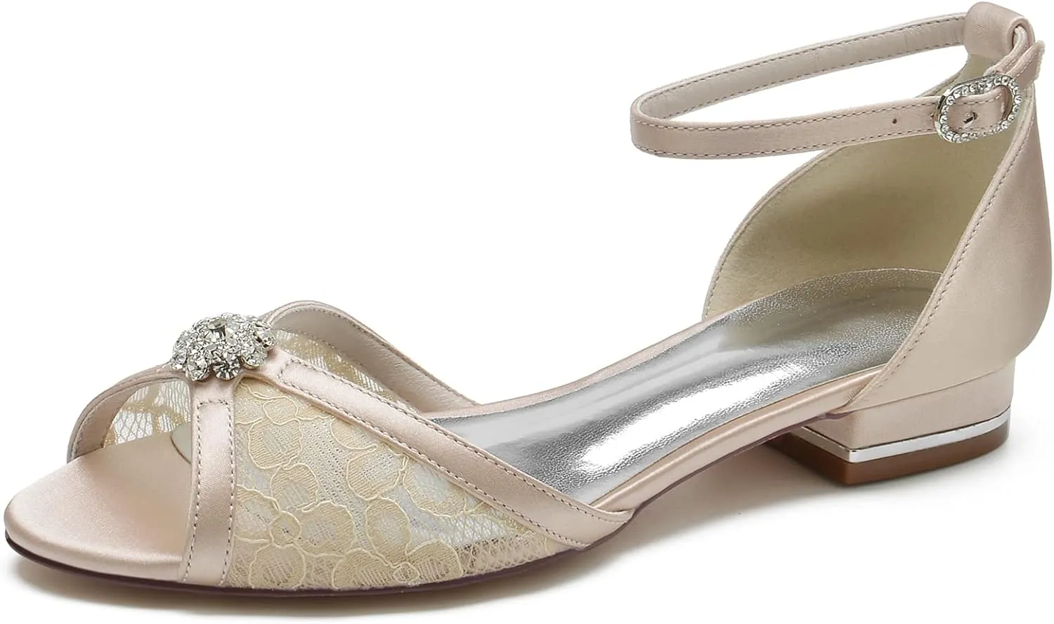 Flats Bridal Sandals Wedding Flats for Bridal Open Toe Round Toe Wedding Shoes 2.5Cm