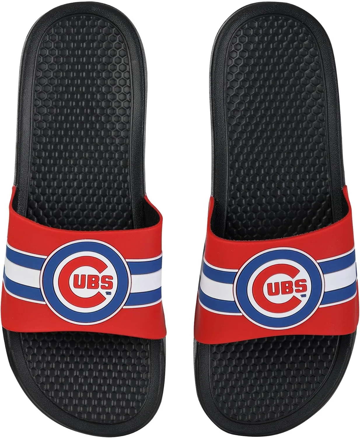 FOCO MLB Men's Stripe Raised Slide Sandals – Comfortable, Durable, Team Logo Footwear for Game Day & Everyday Wear