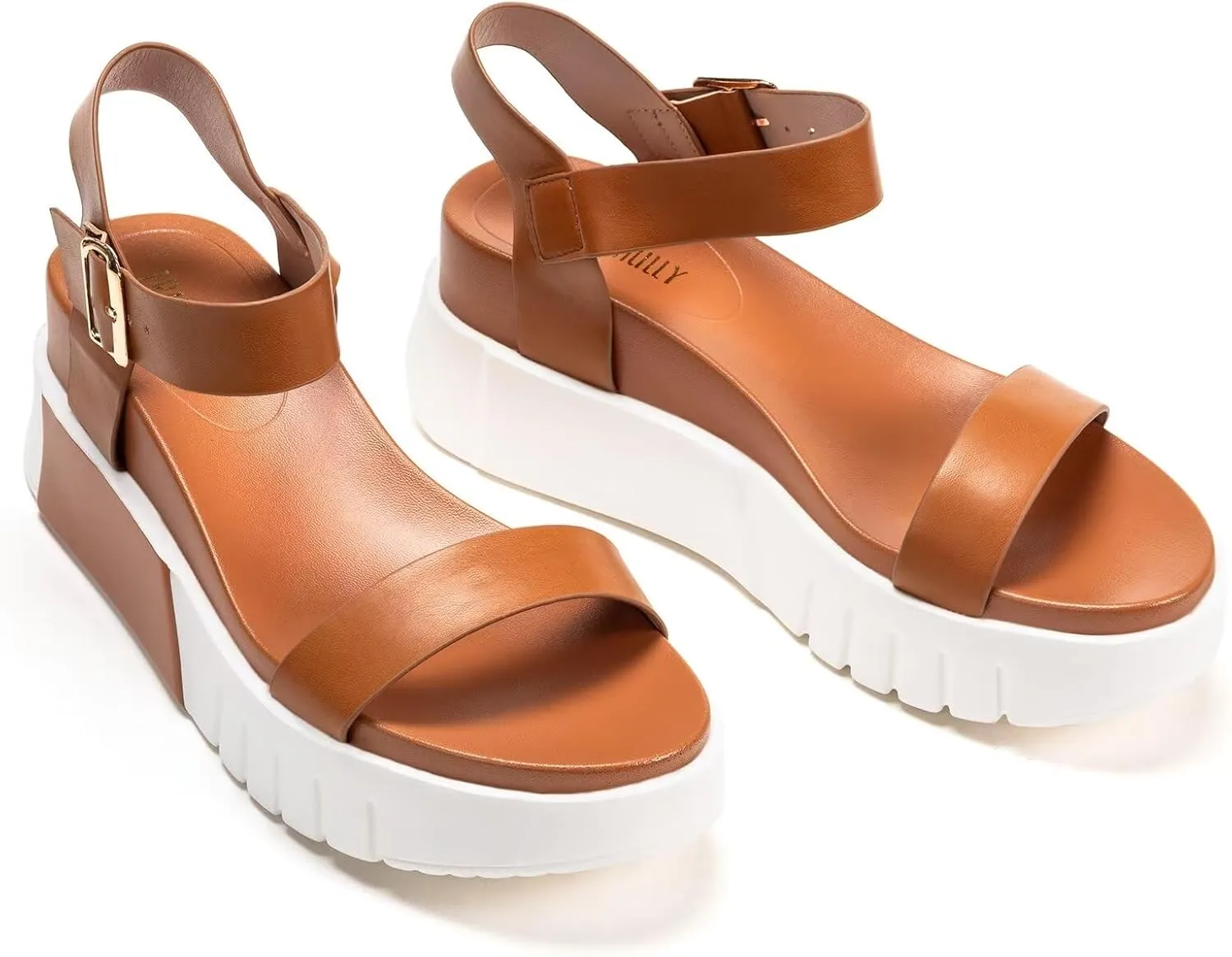 Frank Mully Women's Platform Sandals Open Toe Ankle Strap Buckle Adujustable Casual Platform Sandals Shoes