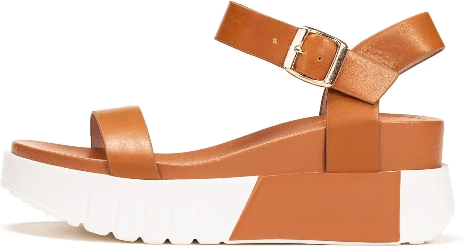 Frank Mully Women's Platform Sandals Open Toe Ankle Strap Buckle Adujustable Casual Platform Sandals Shoes