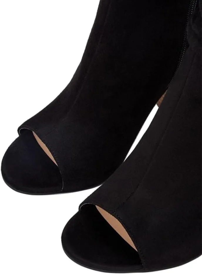 FSJ Women Stylish Peep Toe Slouch Ankle Boots Chunky Stacked Heels Party Prom Nightclub Evening Dress Shoes Size 4-15 US
