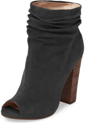 FSJ Women Stylish Peep Toe Slouch Ankle Boots Chunky Stacked Heels Party Prom Nightclub Evening Dress Shoes Size 4-15 US