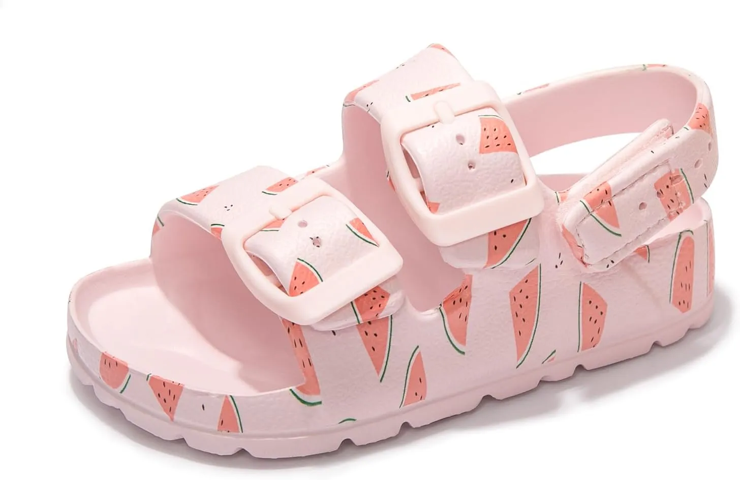 FUNKYMONKEY Unisex-Child Slides Double Buckle Adjustable EVA Flat Sandals for Boys Girls