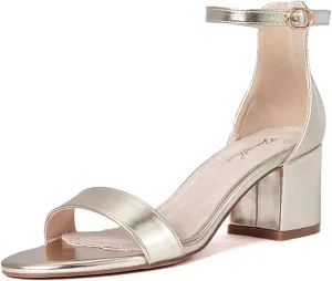 GENSHUO Women Open Toe Ankle Strap Block Chunky Low Heels Sandals for Party Prom Homecoming Dress Shoes