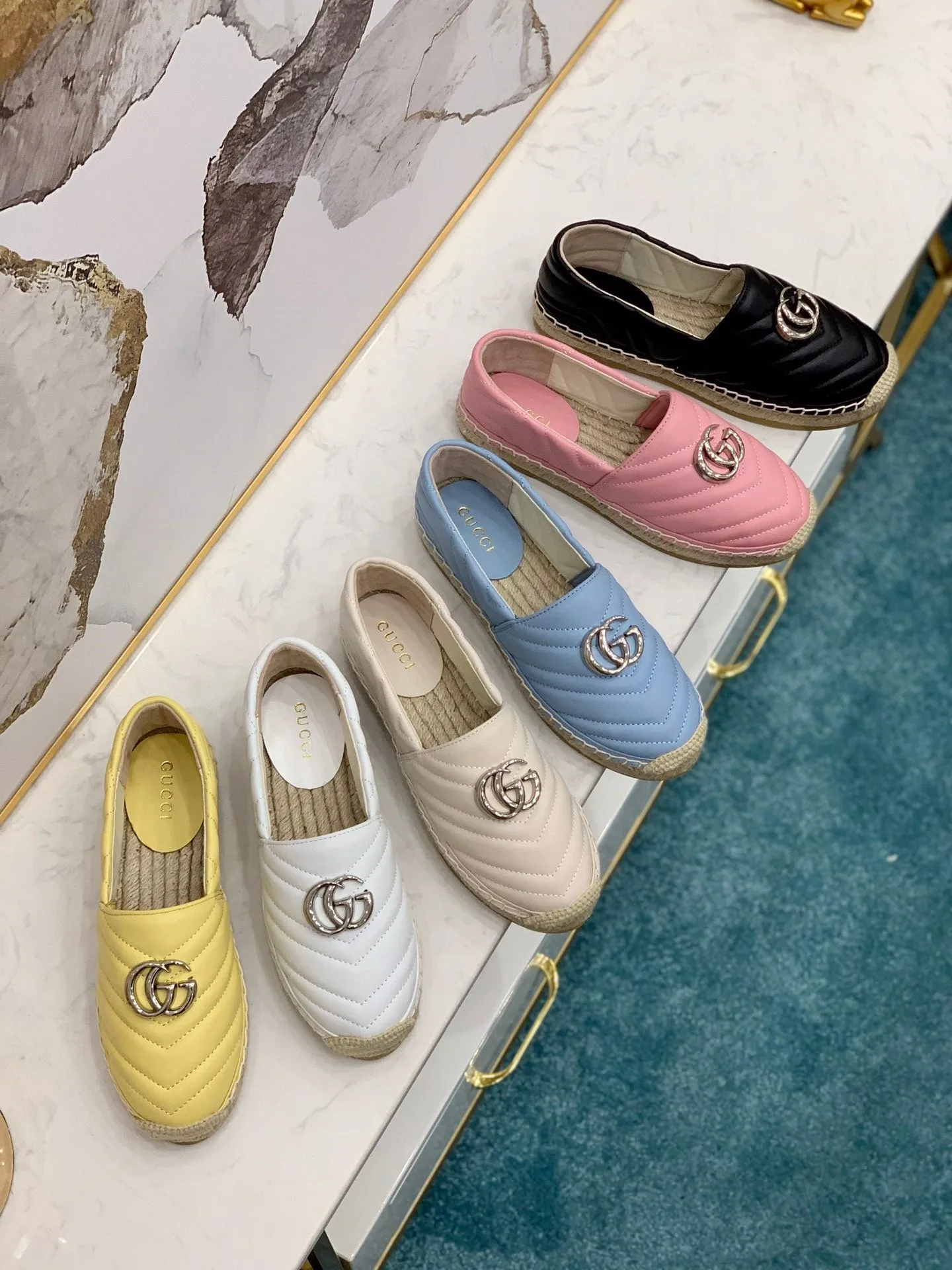 gg espadrilles black calfskin silver gg