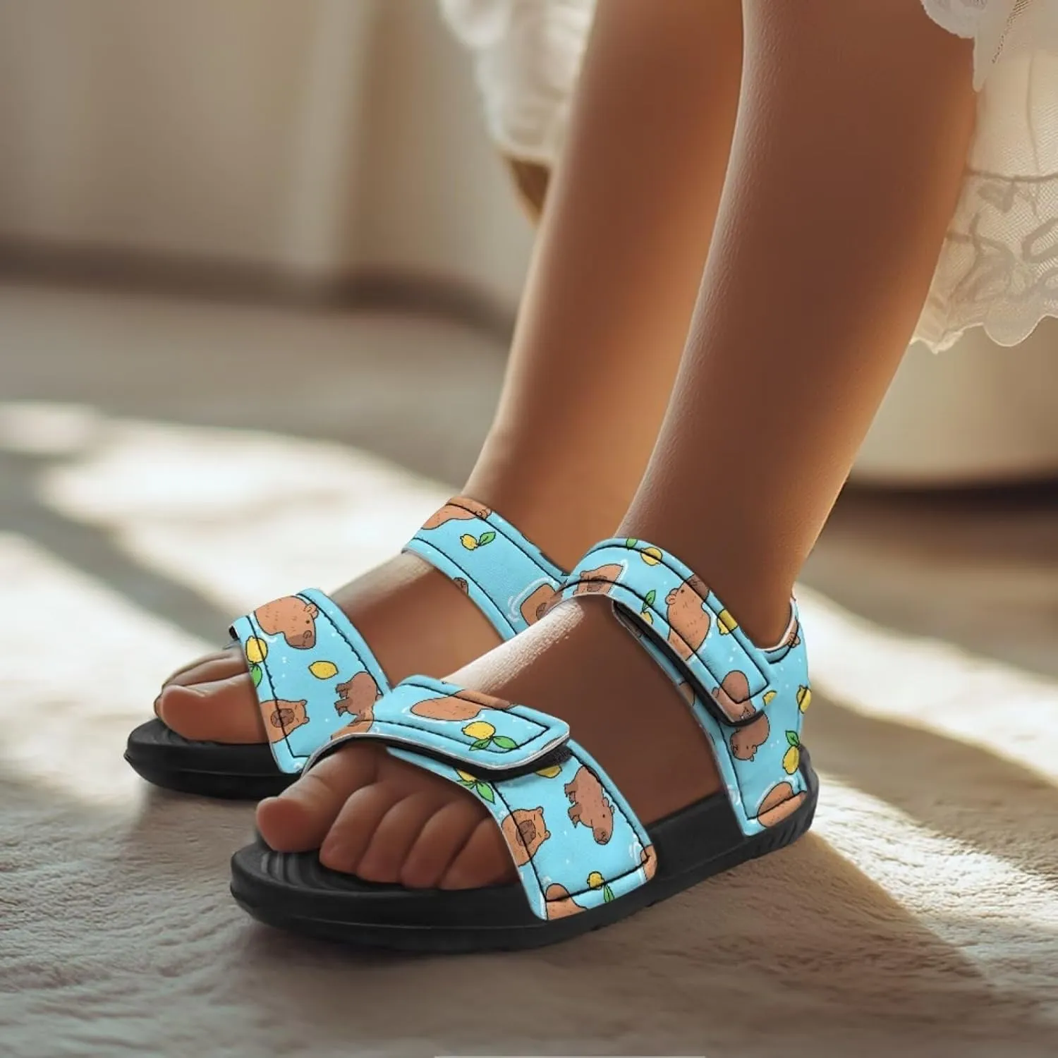 Girls Capybara Sandals Fashion Athletic Summer Sport Sandals Adjustable for Kids Toddler Cute Beach Water Shoes