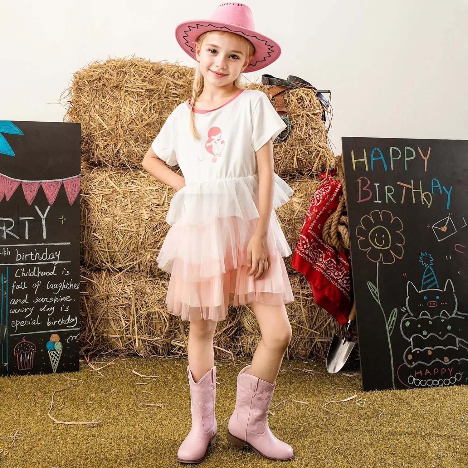 Girls Cowgirl Boots Unisex-Child Mid Calf Glitter Toddler Cowboy Boot Little Big Kids Western Riding Shoes