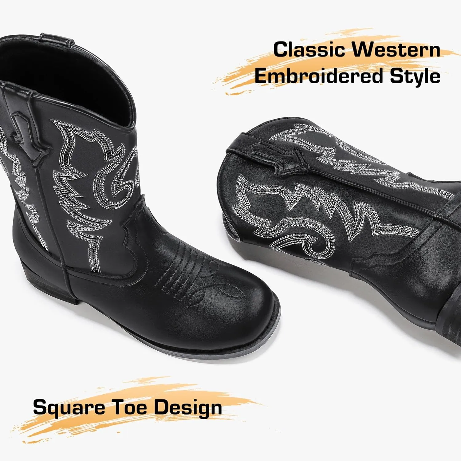 Girls Cowgirl Boots Unisex-Child Mid Calf Glitter Toddler Cowboy Boot Little Big Kids Western Riding Shoes