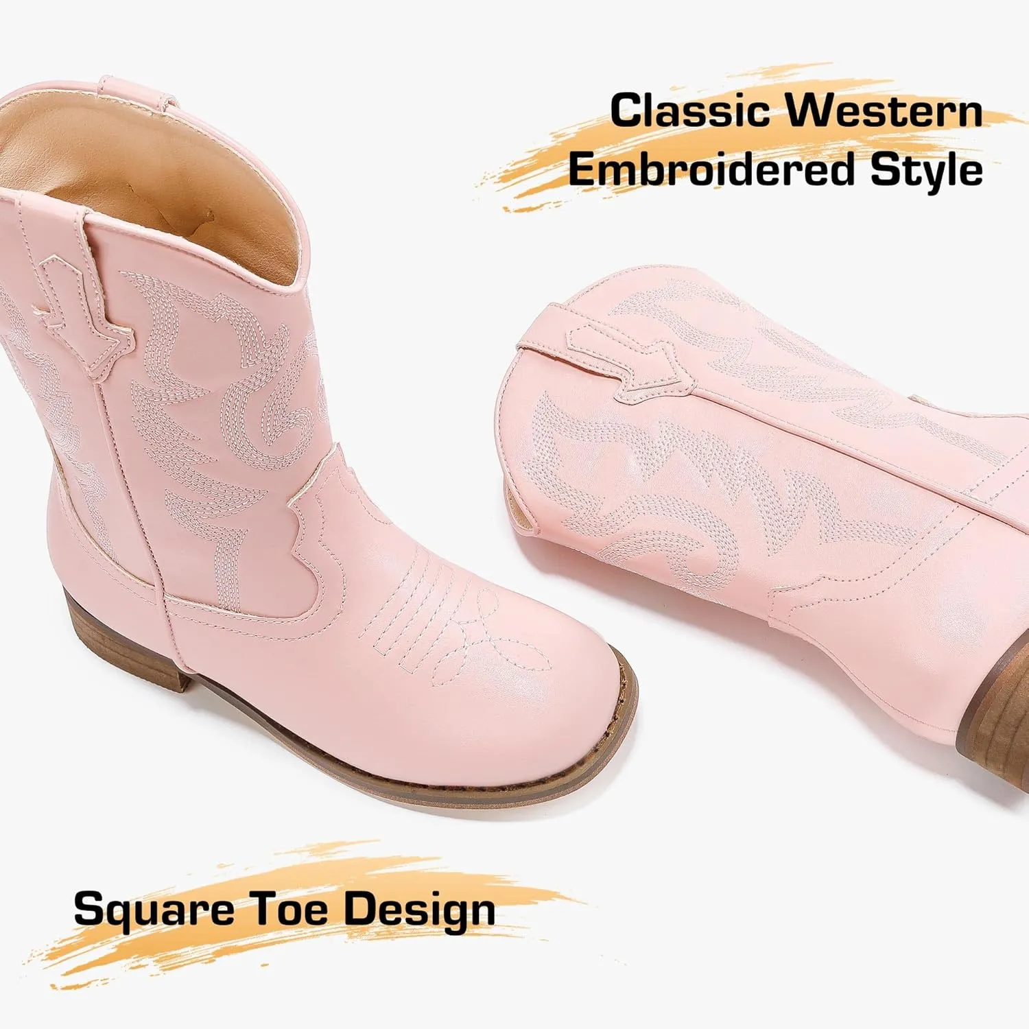 Girls Cowgirl Boots Unisex-Child Mid Calf Glitter Toddler Cowboy Boot Little Big Kids Western Riding Shoes