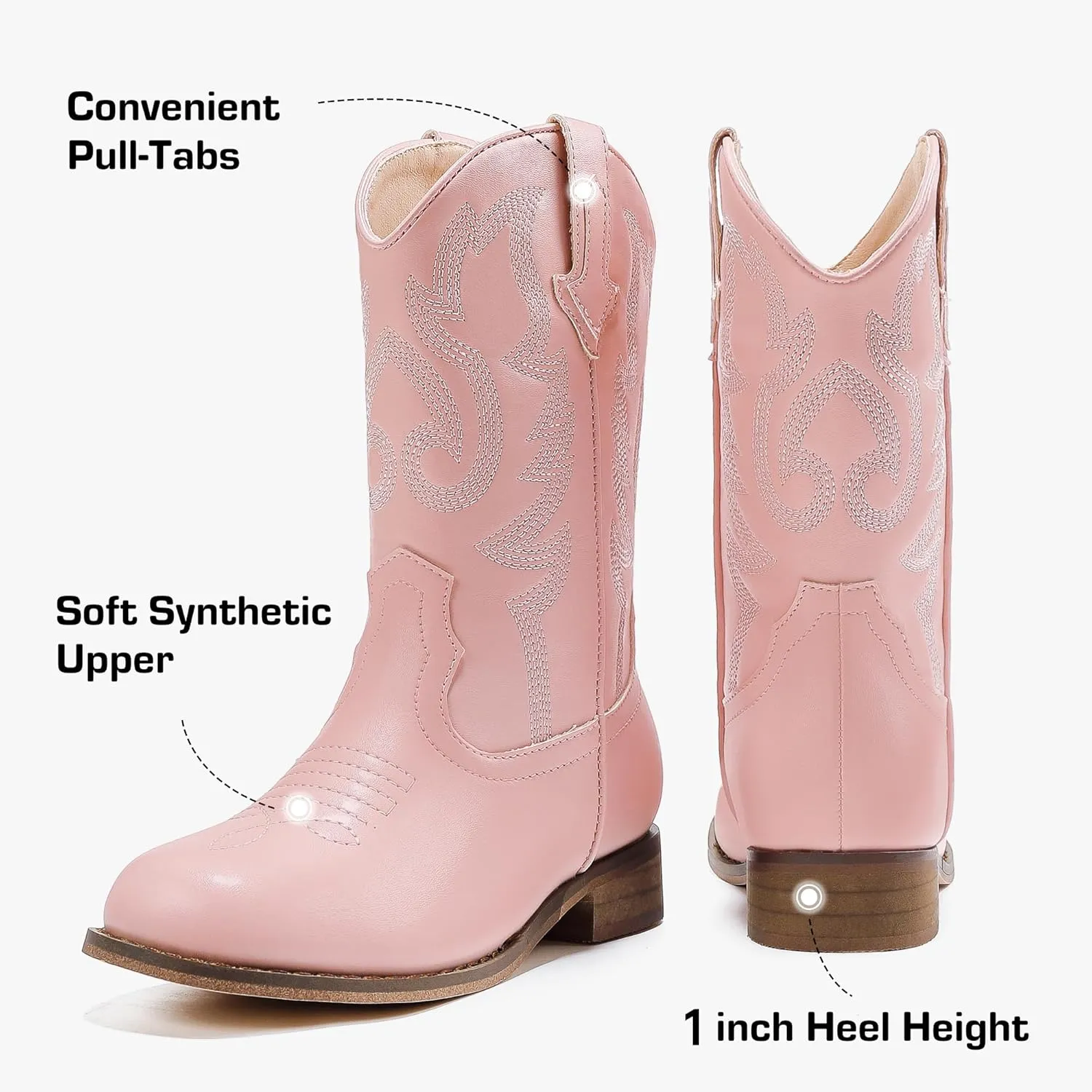 Girls Cowgirl Boots Unisex-Child Mid Calf Glitter Toddler Cowboy Boot Little Big Kids Western Riding Shoes