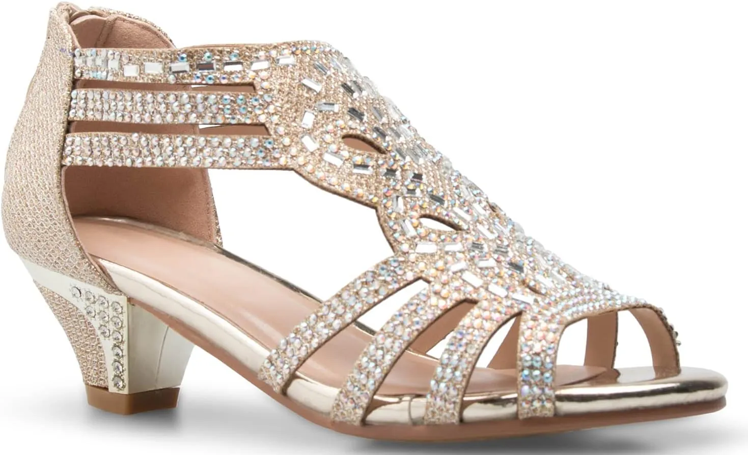 Girl's Cute Adorable Strappy Glitter Open Toe Heel Sandals - Adjustable buckle