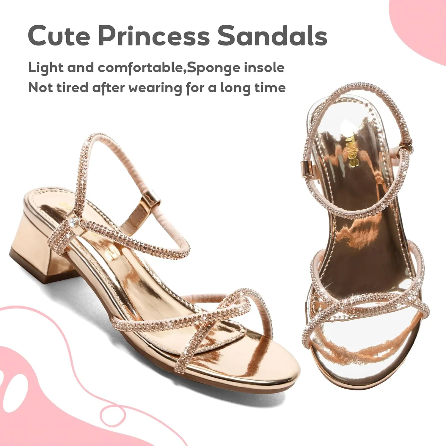 Girls Sandals Low Heels Girl Dress Shoes Open Toe Flower Girl Wedding Party for Toddler Little Big Kid