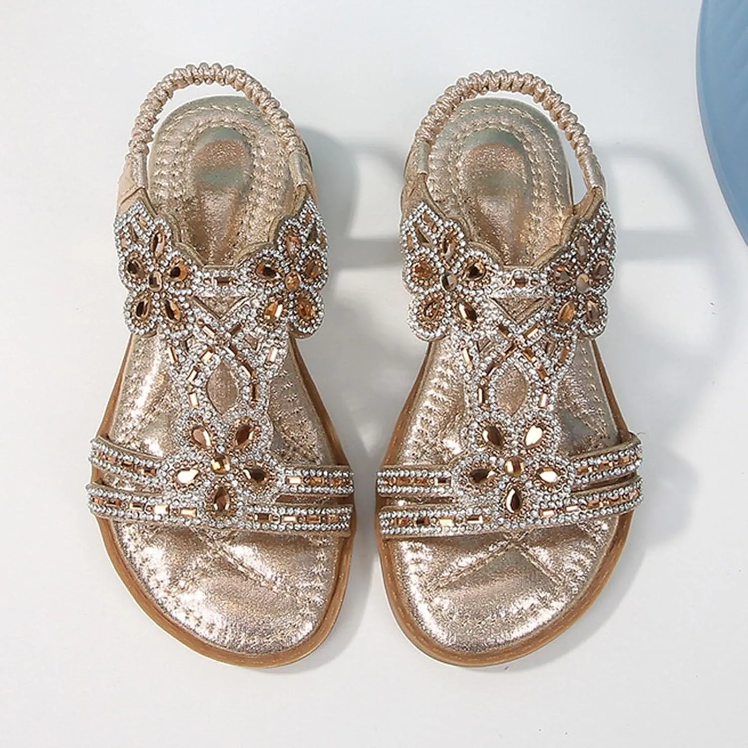 Glitter Sandals Girls Ankle Strap T-Strap 𝐋𝐨𝐰 Heel Pearl Bow Flower Pump Dress Wedding Shoes for Little Kid/Big Kid