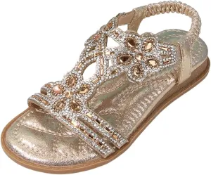 Glitter Sandals Girls Ankle Strap T-Strap 𝐋𝐨𝐰 Heel Pearl Bow Flower Pump Dress Wedding Shoes for Little Kid/Big Kid