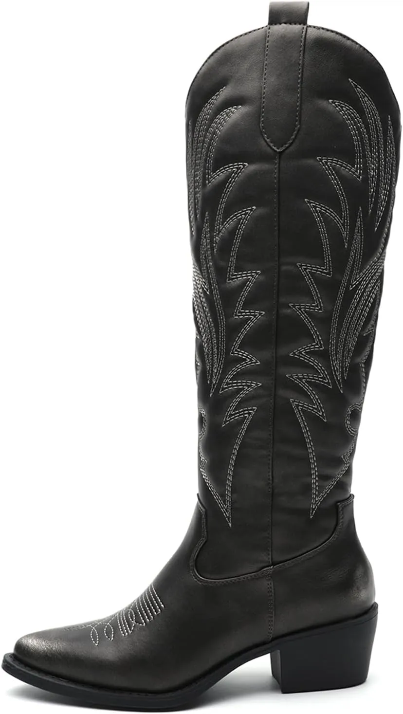 GLOBALWIN Women's The Western Cowboy Cowgirl Embroidered Knee High Boots