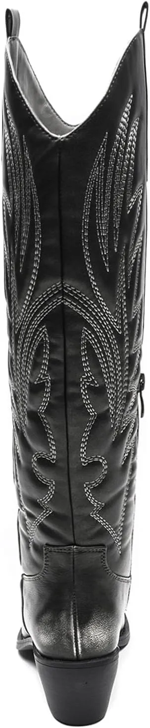 GLOBALWIN Women's The Western Cowboy Cowgirl Embroidered Knee High Boots