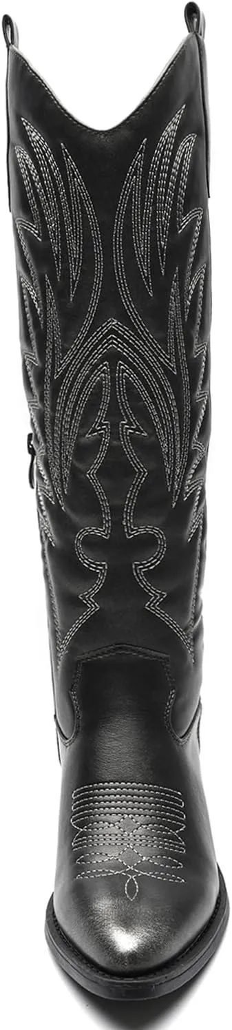 GLOBALWIN Women's The Western Cowboy Cowgirl Embroidered Knee High Boots