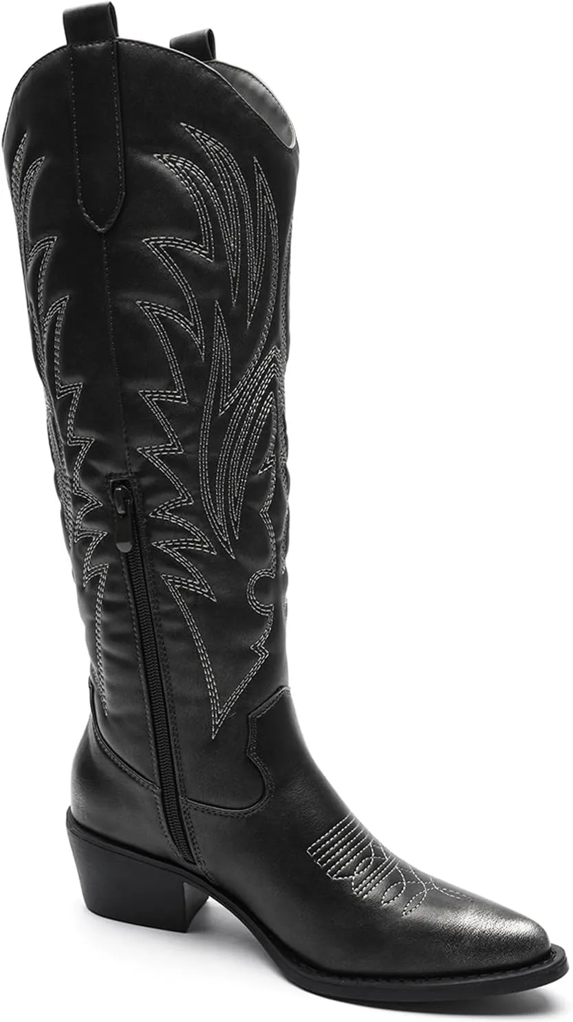 GLOBALWIN Women's The Western Cowboy Cowgirl Embroidered Knee High Boots