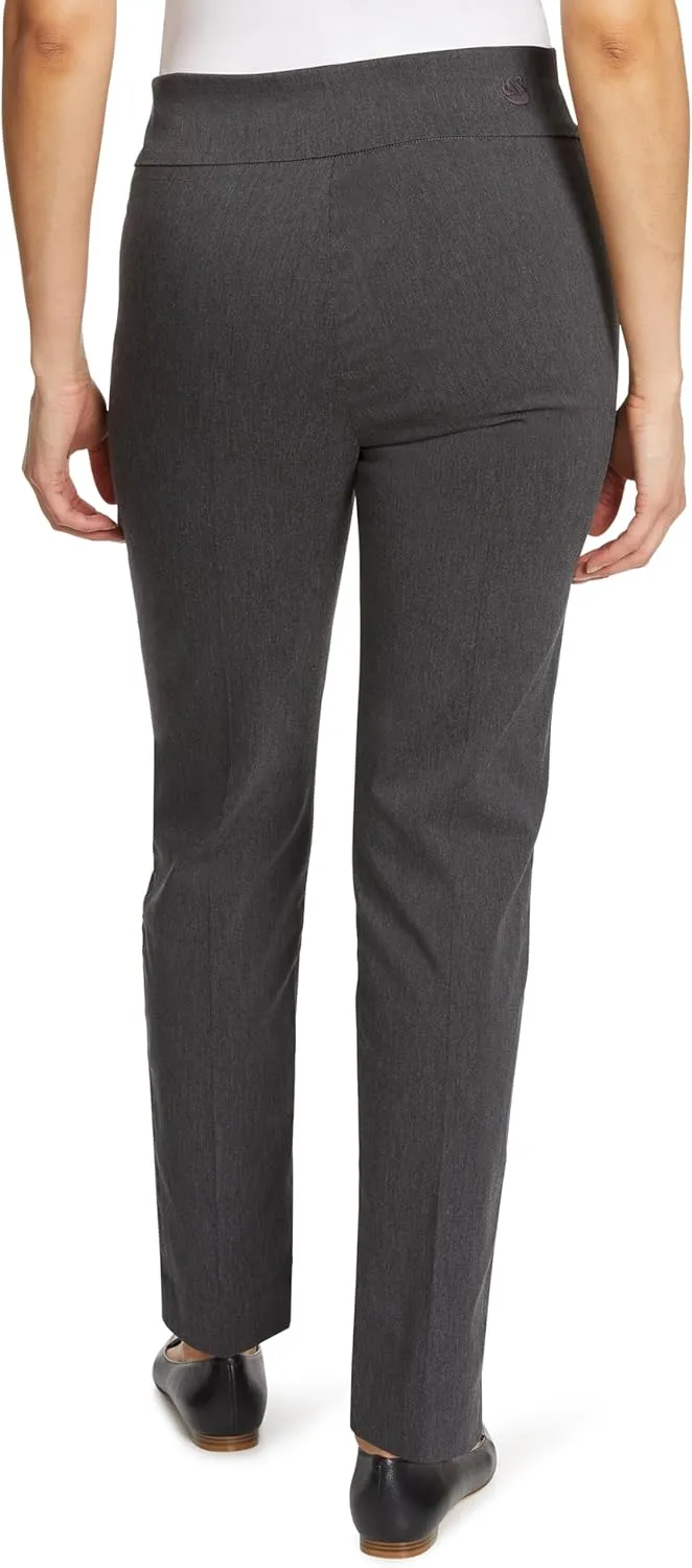 Gloria Vanderbilt Women's Pull on Trouser Mid Rise Slim Straight Leg Pant with Tummy Control Standard