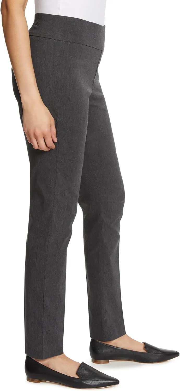 Gloria Vanderbilt Women's Pull on Trouser Mid Rise Slim Straight Leg Pant with Tummy Control Standard