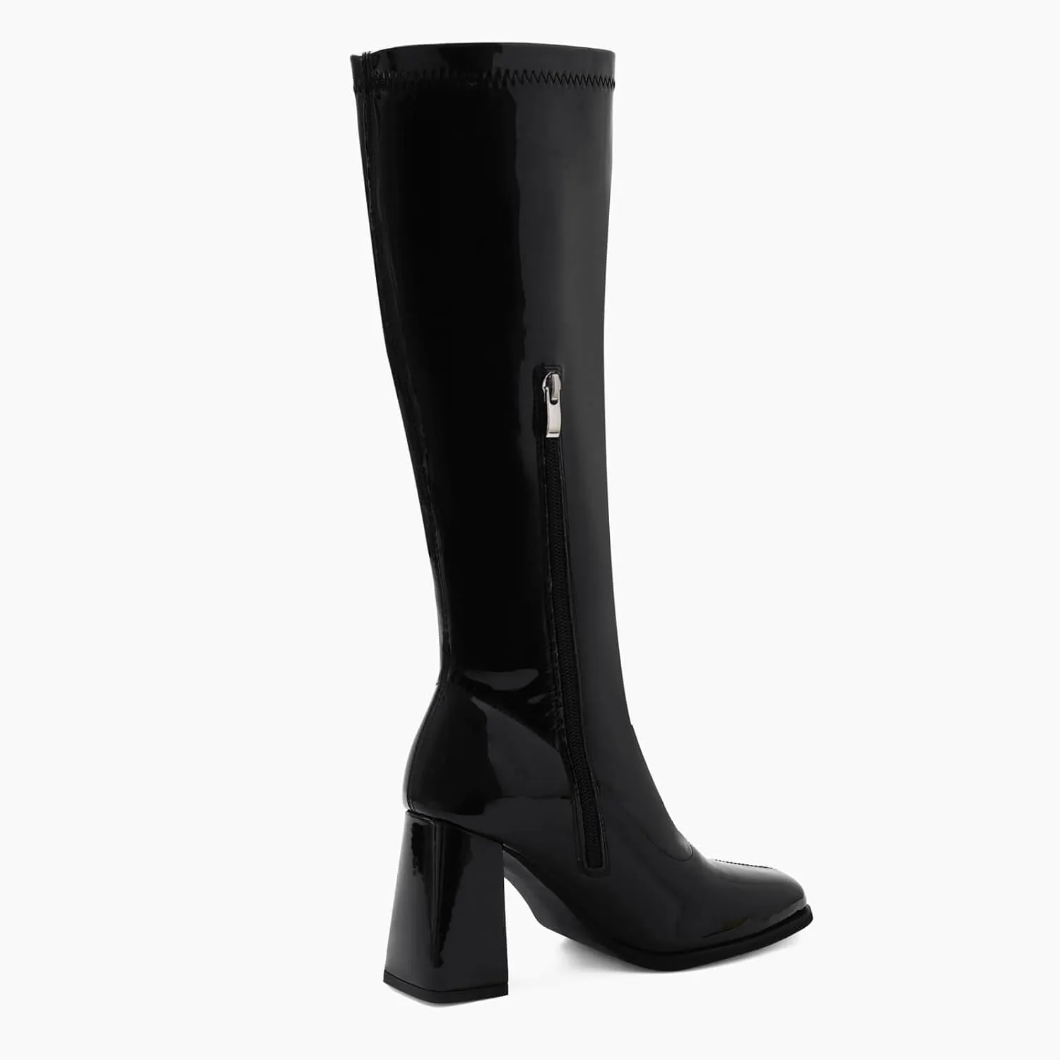GoGo Boots for Women Knee High Boots Chunky Block Heels Costume Party Cosplay Dress Shoes