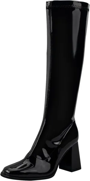GoGo Boots for Women Knee High Boots Chunky Block Heels Costume Party Cosplay Dress Shoes