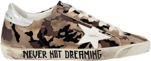 Golden Goose Super-Star Camou Flock Upper Leather Star Laminated Heel Signature Foxing Womens Distressed Sneakers-36