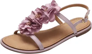 Good Arch Support Sandals for Women Ladies Shoes Fashionable Flat Casual Flower Fairy Wind Bohemian Beach Sandals (Pink, 7.5)