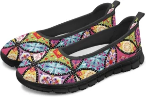 GOSTONG Slip-on Flats Shoes for Women Comfort Non Slip Walking Shoes Round Toe Loafers Outdoor Sneakers Black Sole Size 6-11