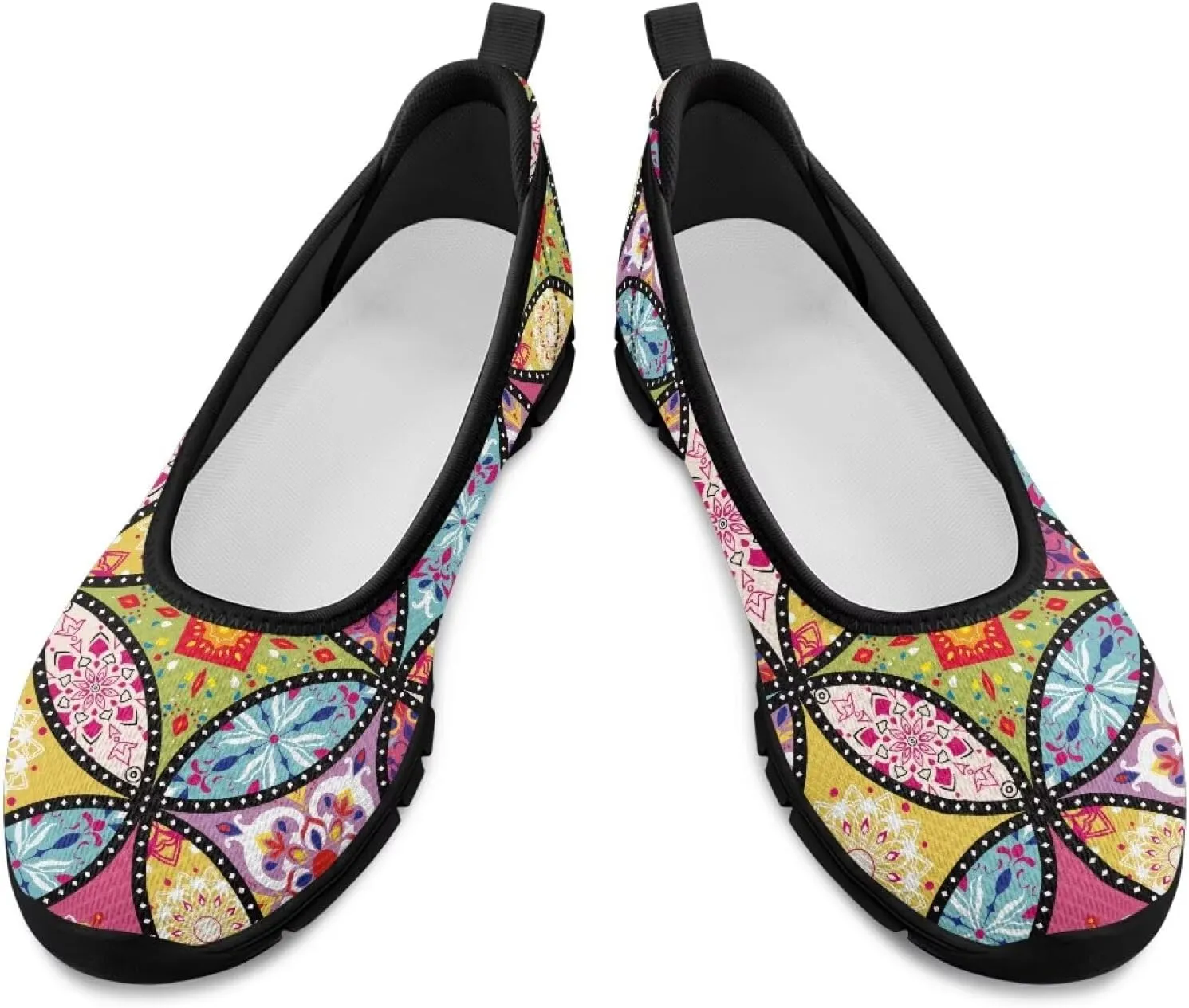 GOSTONG Slip-on Flats Shoes for Women Comfort Non Slip Walking Shoes Round Toe Loafers Outdoor Sneakers Black Sole Size 6-11
