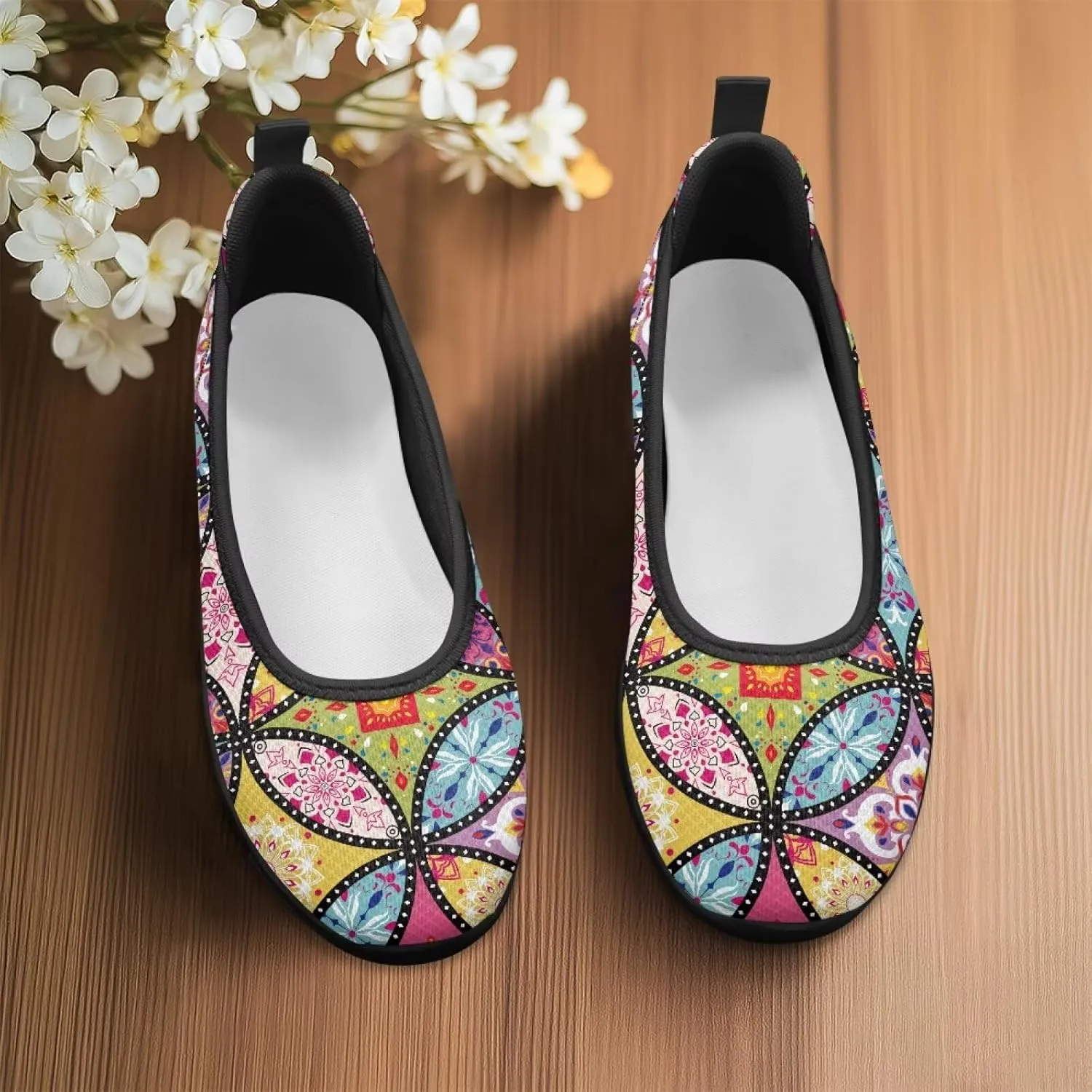 GOSTONG Slip-on Flats Shoes for Women Comfort Non Slip Walking Shoes Round Toe Loafers Outdoor Sneakers Black Sole Size 6-11