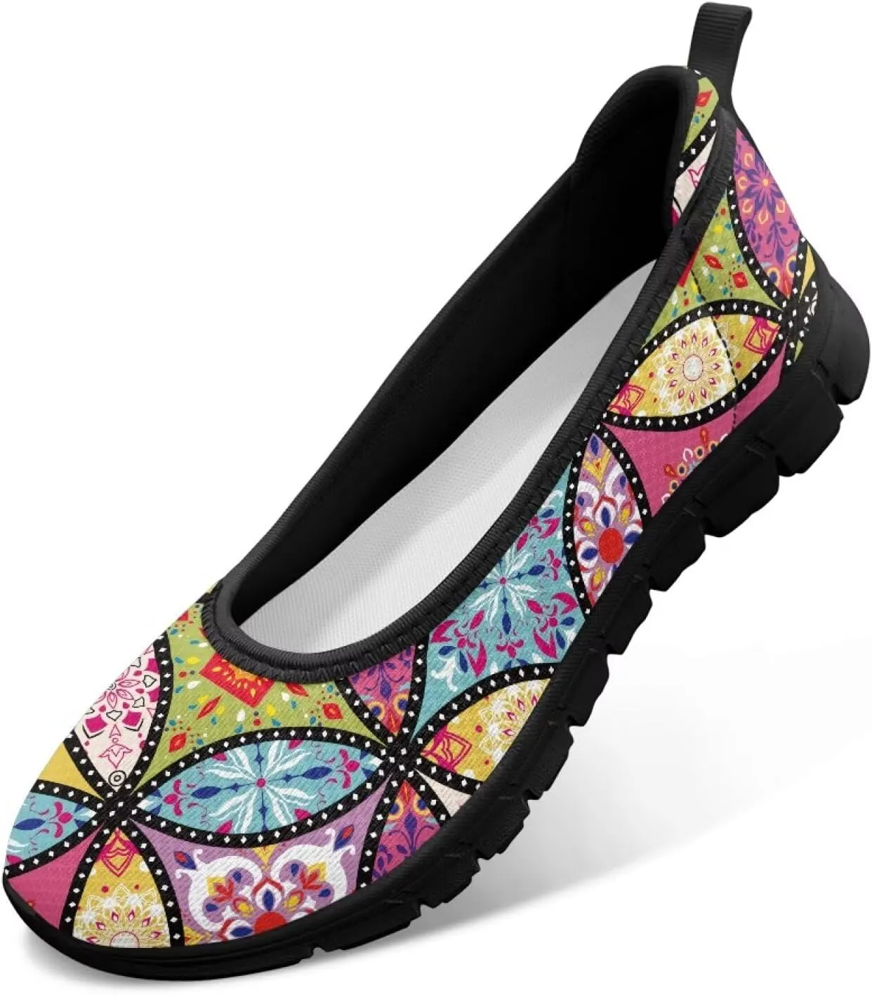 GOSTONG Slip-on Flats Shoes for Women Comfort Non Slip Walking Shoes Round Toe Loafers Outdoor Sneakers Black Sole Size 6-11