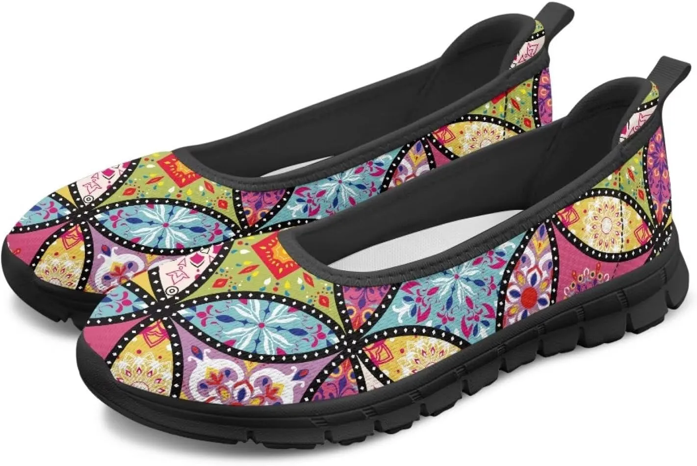 GOSTONG Slip-on Flats Shoes for Women Comfort Non Slip Walking Shoes Round Toe Loafers Outdoor Sneakers Black Sole Size 6-11