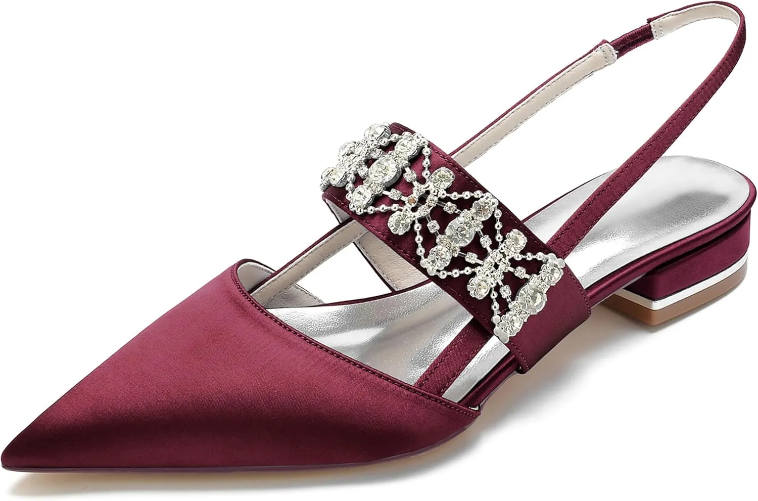 Hanfike Comfortable Bridal Flats for Women Slingback Rhinestones Evening Shoes JY209