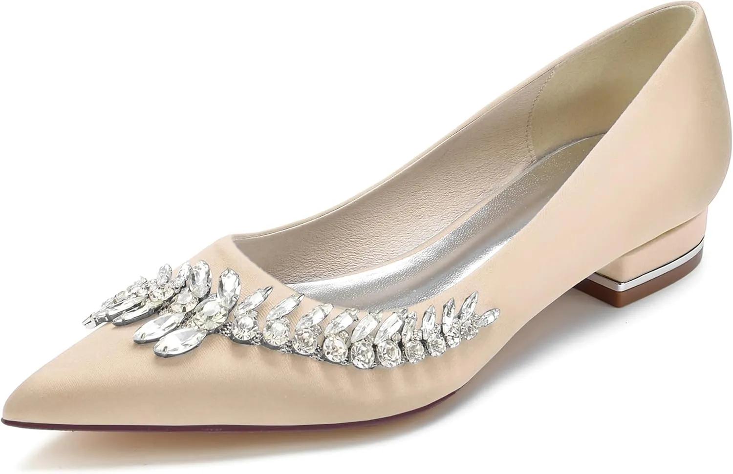 Hanfike Girls Womens Dress Wedding Flats Slip-on Rhinestones Beaded Evening Dress Shoes JY218