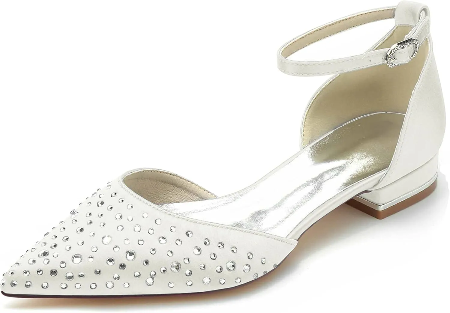 Hanfike Girls Womens Formal Flats for Wedding Ankle Strap Crystals Beaded Wedding Party Shoes JY287