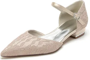 Hanfike Occasions Shoes for Women Girl Lace Pointed Toe Bridal Wedding Party Evening Pumps JY317
