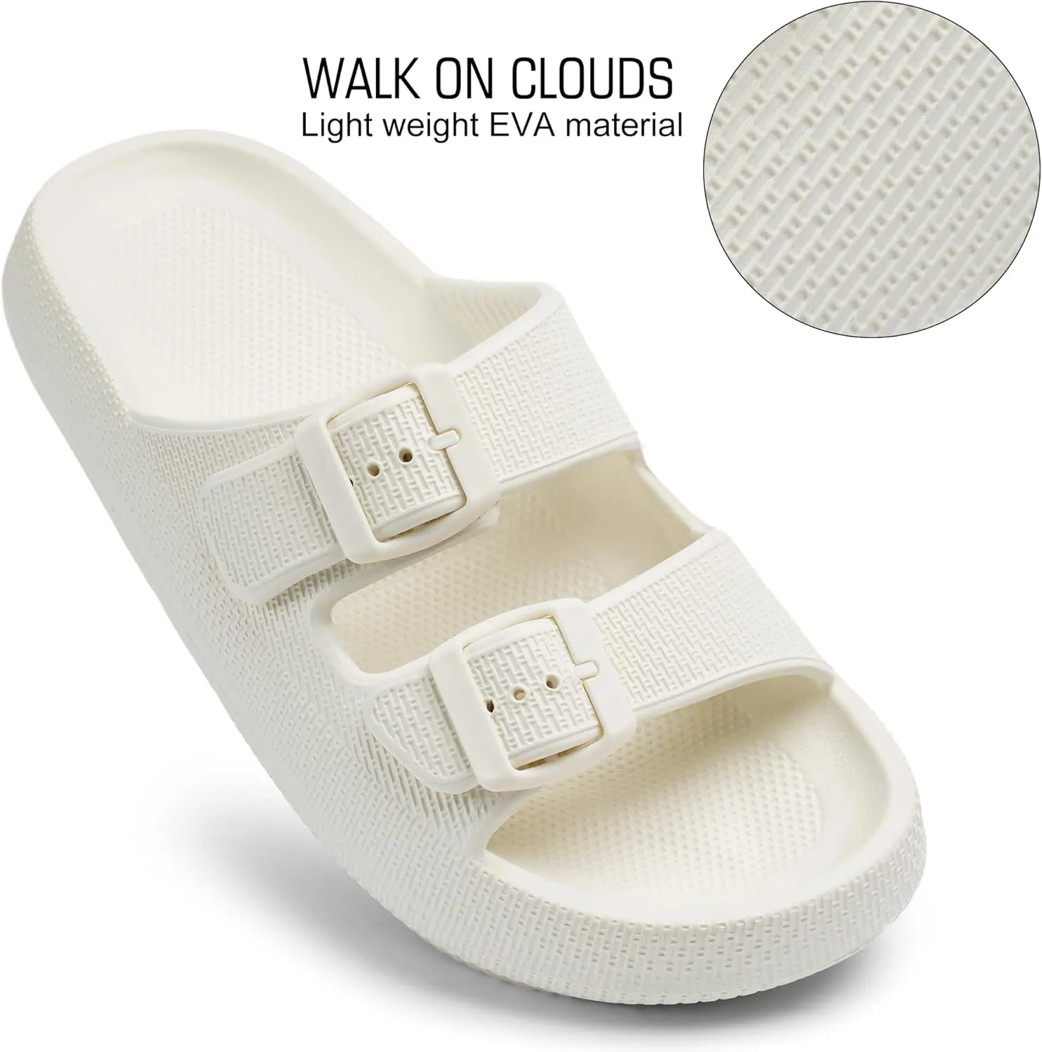 Harvest Land Sandals for Women Double Buckle Adjustable Slides EVA Thick Sole Slippers
