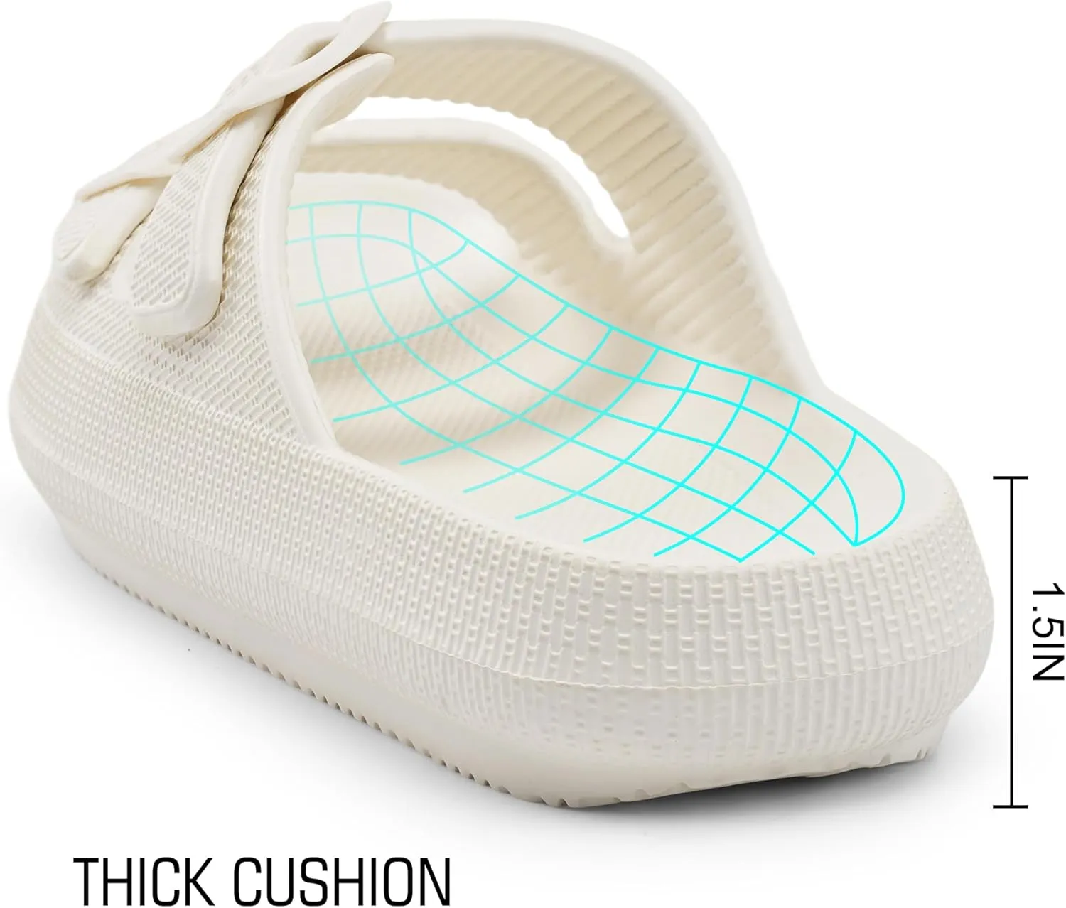 Harvest Land Sandals for Women Double Buckle Adjustable Slides EVA Thick Sole Slippers