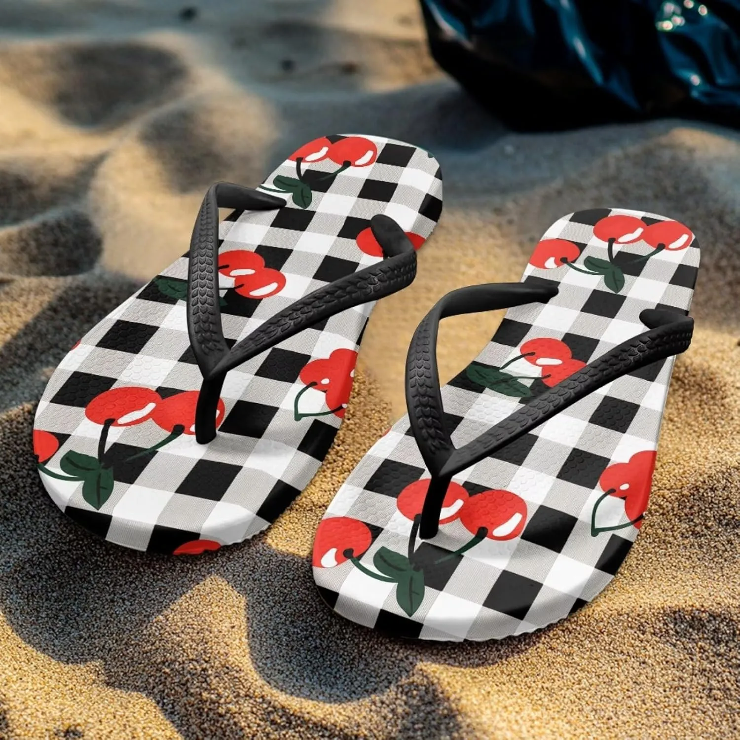 Hawaii Fruit Flip Flops Yoga Sandals for Women Memory Foam Footbed Summer Slippers Non Slip Beach Rubber Shower Shoes Outdoor Indoor Slipper Shoe
